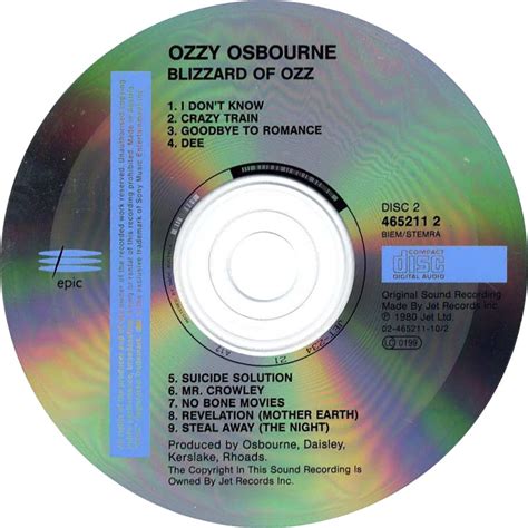 Car Tula Cd De Ozzy Osbourne Blizzard Of Ozz Portada