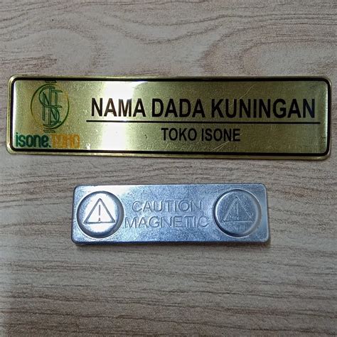 Nama Dada Name Tag Kuningan Stainless Steel Magnet Custom Lazada