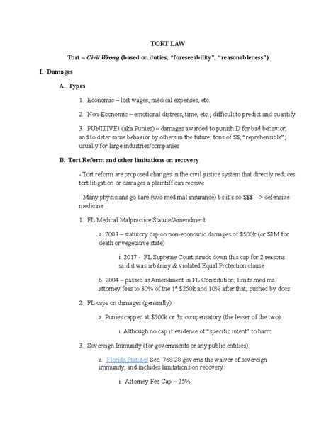 Outline 4torts Dr Turner Class Notes Tort Law Tort Civil Wrong