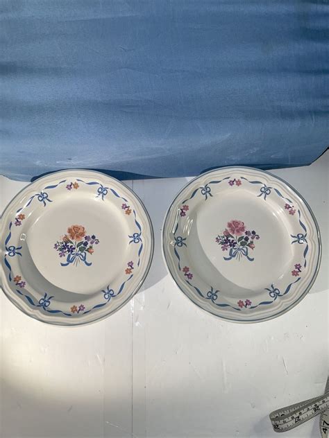 Newcor Stoneware Victoria Salad Plates Pink Blue Replacement