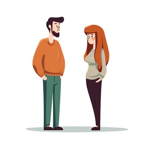 Premium Photo Cartoon Illustration Of A Man And Woman Standing Next