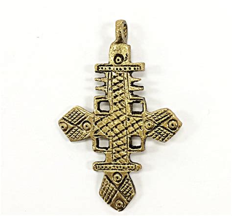 Brass Ethiopian Cross Pendant 2 2 Inch Tribal Cross Ethnic Etsy