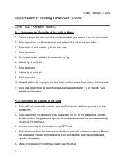 Chem Lab Pdf Friday February Experiment Testing Unknown