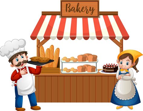 Front Of Bakery Shop With Baker Isolated On White Background 2672747 Vector Art At Vecteezy