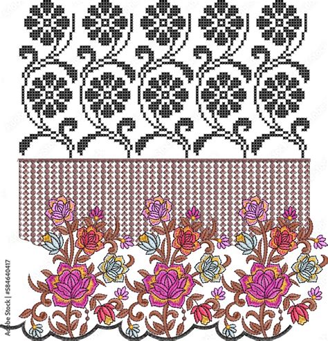 Geometrical embroidery lace border design, Decorative embroidery stitches , Seamless pattern ...