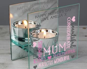 Engraved Sentiments Personalised Glass Tea Light Holder Etsy UK