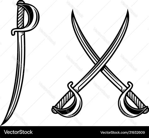 Crossed Fencing Swords Isolated On White Vector Image