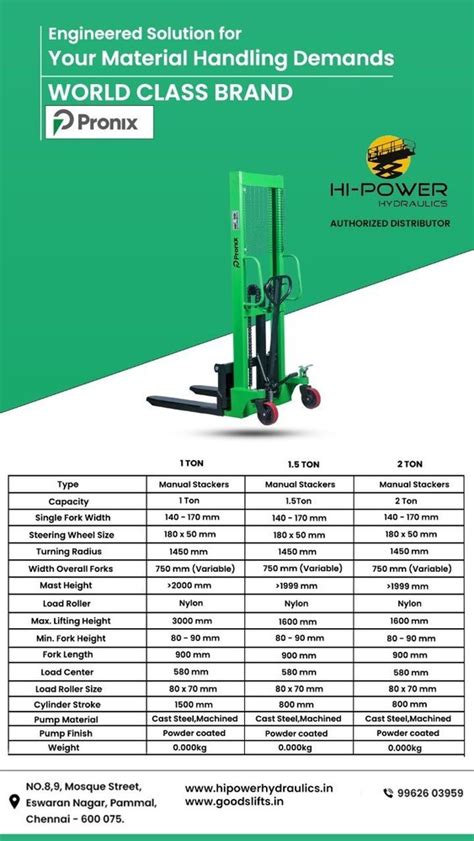 Mild Steel Hi Power Pallet Stacker For Material Handling Hp In