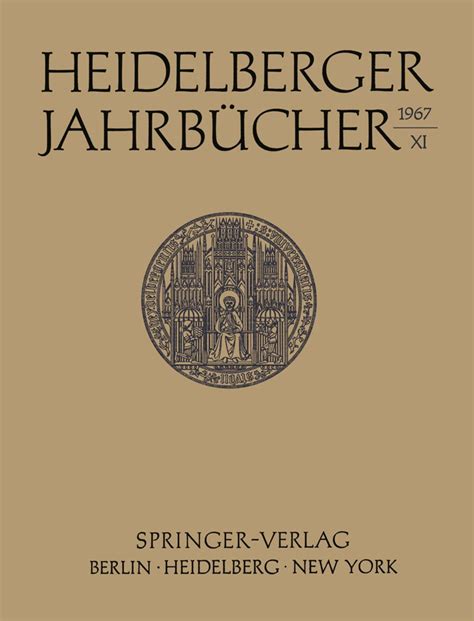 Heidelberger Jahrb Cher Von Universit Ts Gesellschaft Heidelberg