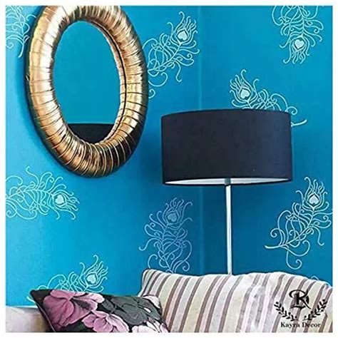 Buy Kayra Decor Peacock Feather X Inch Wall Design Stencil Painting