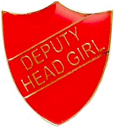 Deputy Head Girl Shield Badge Red 22mm X 25mm