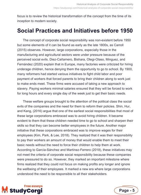 Historical Analysis Of Corporate Social Responsibility Free Essay Example