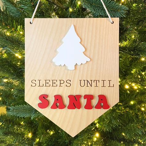 Sleeps Until Santa Sign Christmas Countdown Dry Erase Advent Calendar