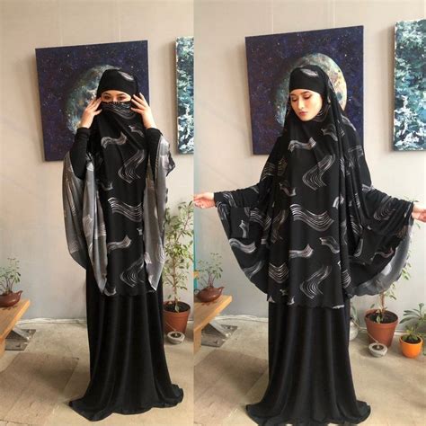 Transformer Elegant Black And White Khimar Jilbab Hijab Etsy