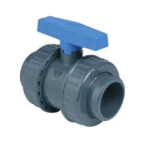 ECONOMY DOUBLE UNION BALL VALVE PVCU PLAIN SOCKETS VC415 Valve Center