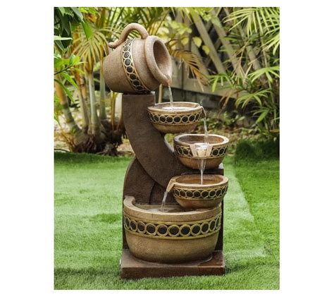 Luxen Home Resin Cascading Pitchers Outdoor Fountain