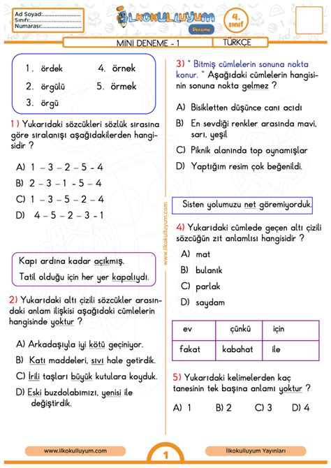 merhamet banço astar mini değerlendirme 4 sınıf türkçe Senfoni Mektup