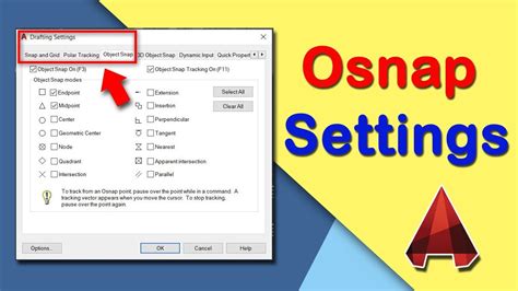 How To Osnap Settings In Autocad 2022 Youtube