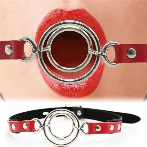 Metal Double O Ring Open Mouth Gag Balls Bdsm Oral Fixation Gear