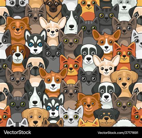 Cat And Dog Seamless Pattern Cute Cartoon Style Vector Image