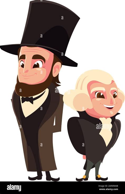 Cartoon Of Presidents George Washington And Abraham Lincoln President