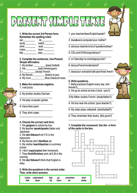 Free Present Simple Worksheets