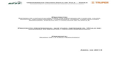 Proyecto Sistema De Capacitaci N Para Los Procesos De Pdf