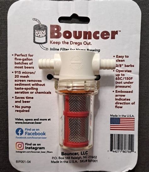 Bouncer Inline Filter For Home Brewing Ebay