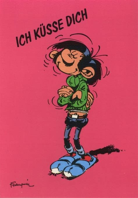 Gaston Lagaffe Carte Postale Ich K Sse Dich En Allemand Akilon