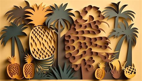 Premium AI Image A Paper Cut Out Of Pineapples With The Word