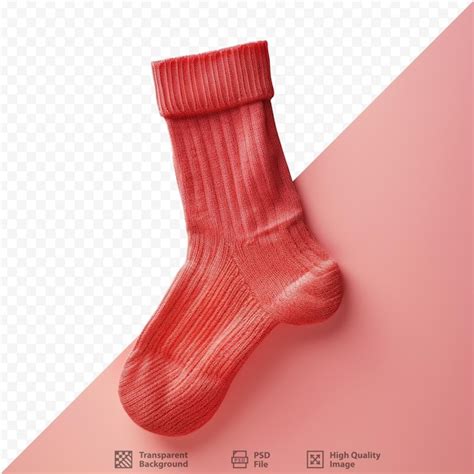 Premium PSD Red Sock Resting On Transparent Background Surface