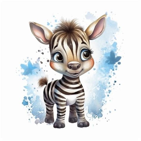 Premium AI Image | Watercolor drawing of a baby zebra