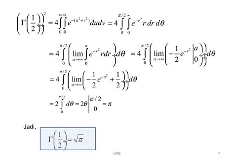Fungsi Gamma Dan Beta Kalkulus Peubah Banyak PPT