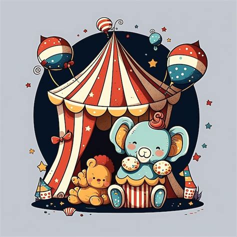 Premium Photo Cute Circus Digital Art Style Colorful Cartoon