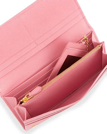 Prada Saffiano Continental Flap Wallet Pink Geranio