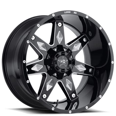 20 Luxxx HD Wheels LHD9 Gloss Black Milled Off Road Rims LUO042 2