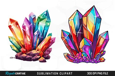 Watercolor Colorful Crystal Clipart Png Graphic By Regulrcrative