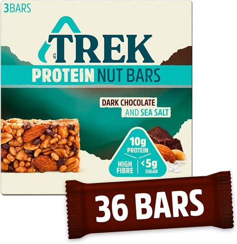 Trek Protein Nut Bar Dark Chocolate And Sea Salt Low Sugar High Protein Vegan 40g