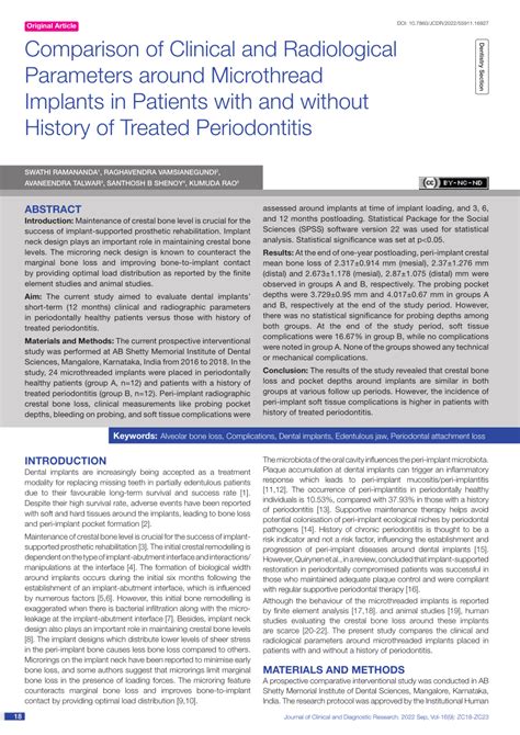 Pdf Comparison Of Clinical And Radiological Parameters Around