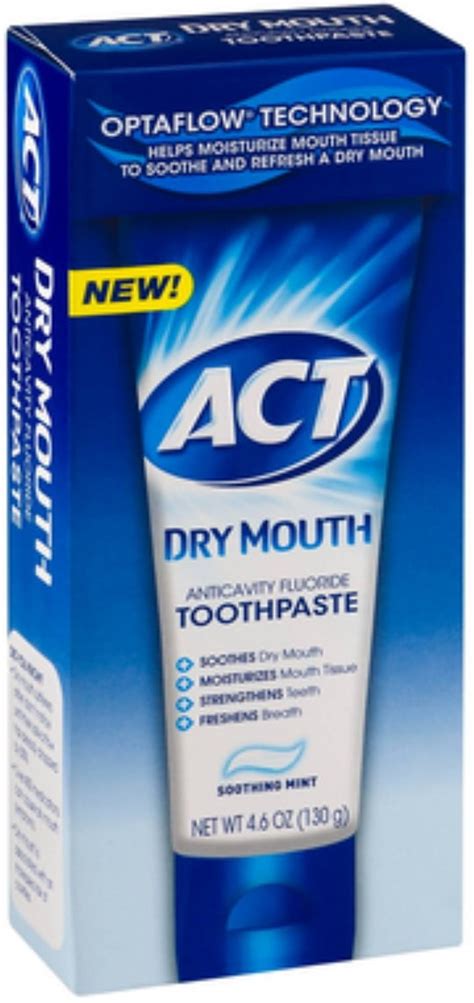 Act Dry Mouth Anticavity Fluoride Toothpaste, 4.6 oz (Pack of 2 ...