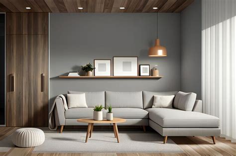 Premium Ai Image Interior Of Modern Living Room With Gray Walls