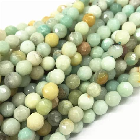 Natural Stone Multicolor Amazonite Beads Faceted Round Loose Beads