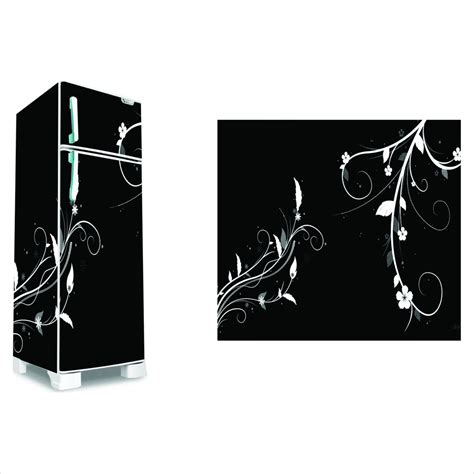 Adesivo Envelopamento De Freezer Geladeira Floral Arabesco Preto Flores