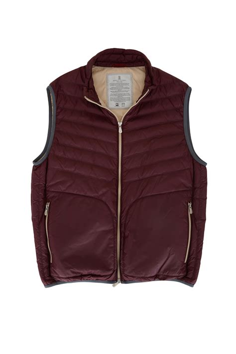 Brunello Cucinelli Wine Red Quilted Down Vest Mitchell Stores