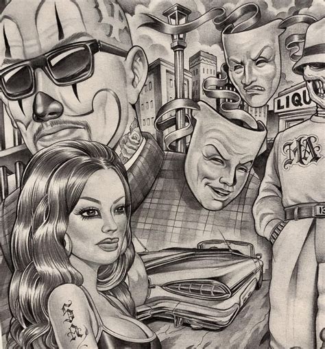 Old School Drawing Chicano Art