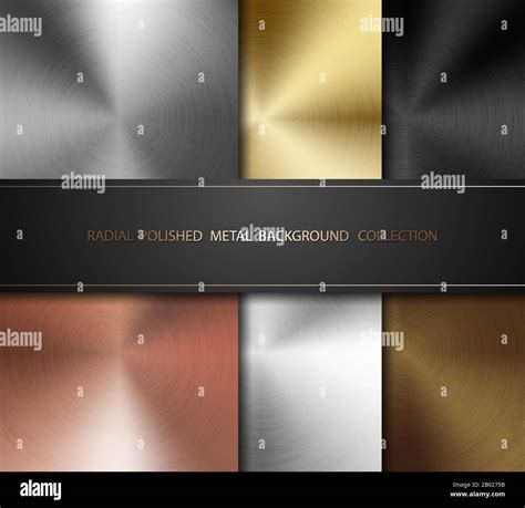 Radial Polished Texture Metal Background Set Vector Technology