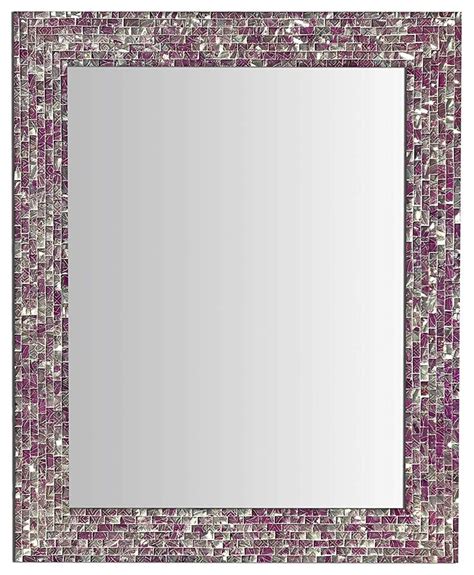 Multi Colored Magenta And Silver Luxe Decorative Rectangular Mosaic Wall Mirror Contemporary