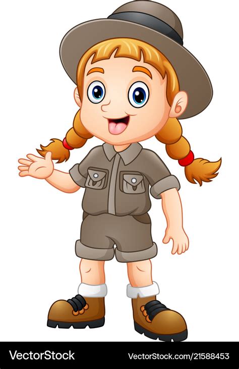 Girl Explorer Waving Royalty Free Vector Image