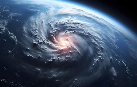 Premium Photo | View of a cyclone eye from space Giant hurricane background