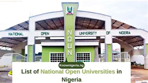 Top List Of National Open Universities In Nigeria Knownigeria